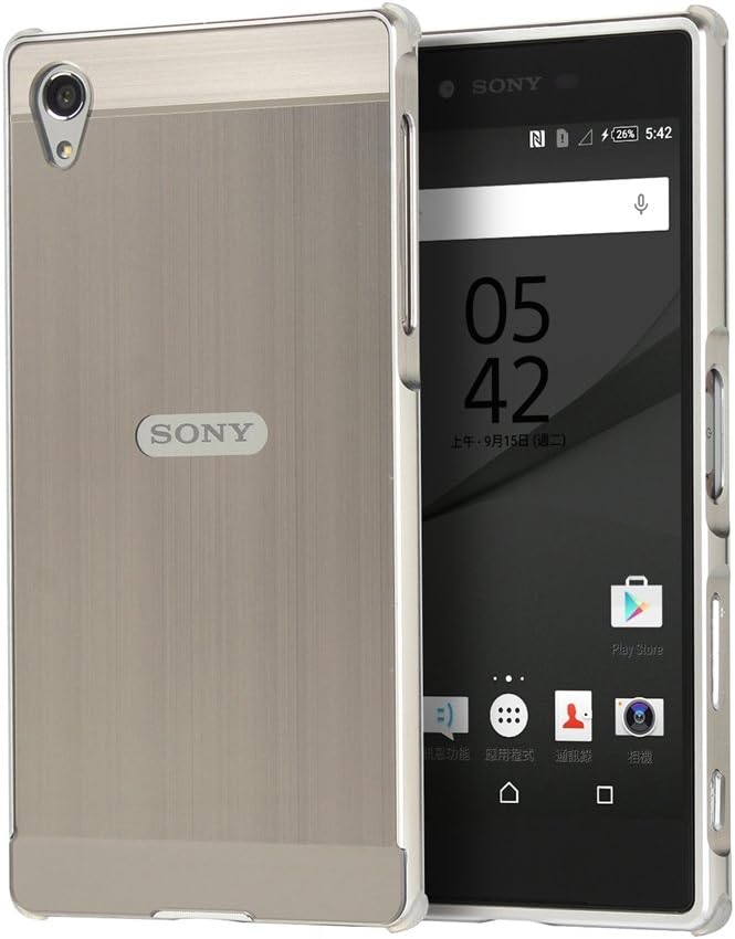 for Sony Xperia Z5 Premium E6853 Aluminium Metal Bumper + Brushed PC Back Case Cover- Silver