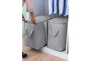 2-Pack Heavy-Duty Storage Bags with Zipper | Waterproof Moving & Travel Storage Organizers | Foldable Reinforced Handles for 