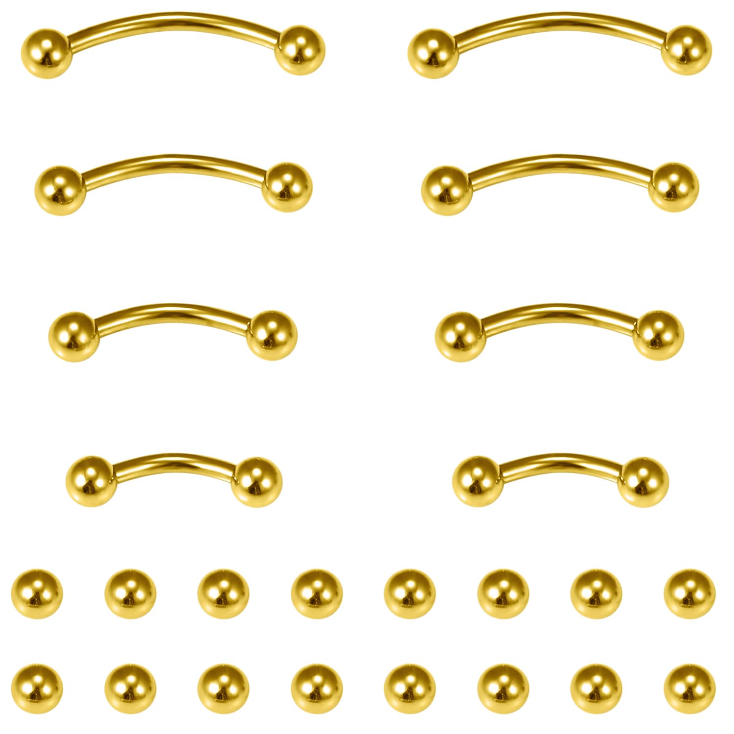 Photo 1 of ***REFERENCE PICTURE*****Dyknasz 16G Eyebrow Piercing Jewelry Stainless Steel Vertical Labret Lip Jewelry Curved Barbell Rook Piercing Jewelry Small Belly Button Ring for Women Men Gold-Tone