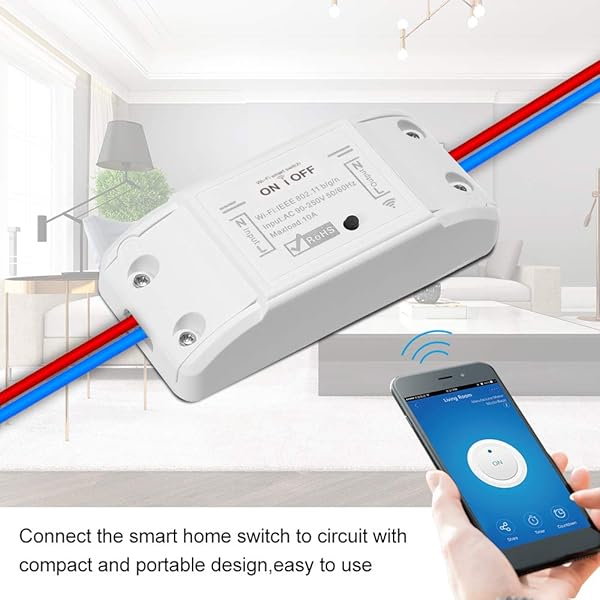 Extaum Tuya WiFi Smart Switch 10A 2200W Timer App Control Universal Smart Home Automation Module Control de Voz para electrodomsticos