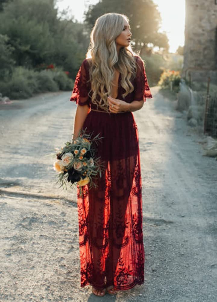 Deep V-Neck Lace Romper