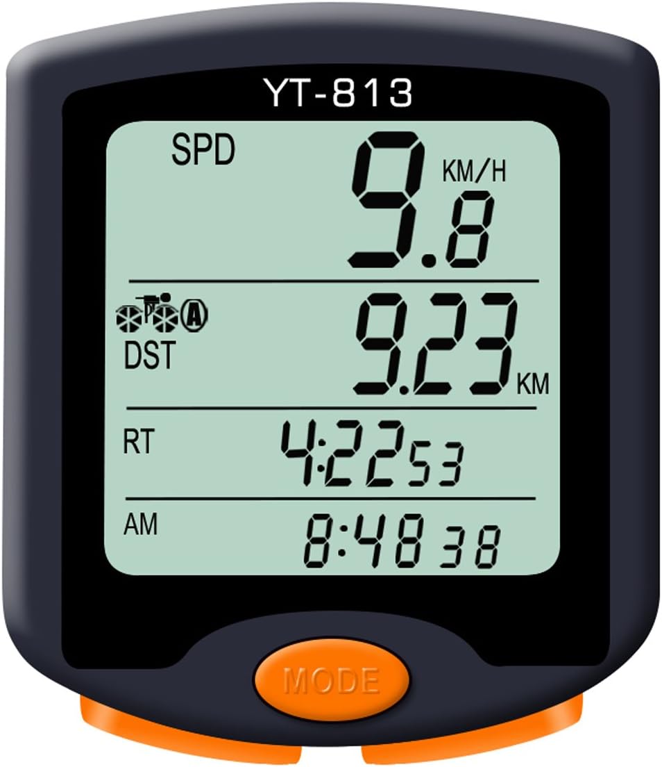Nellvita Bike Speedometer Odometer, Wireless Waterproof Multifunction Cyling Bicycle Computer with LCD 4 Line Display Big Screen Backlit