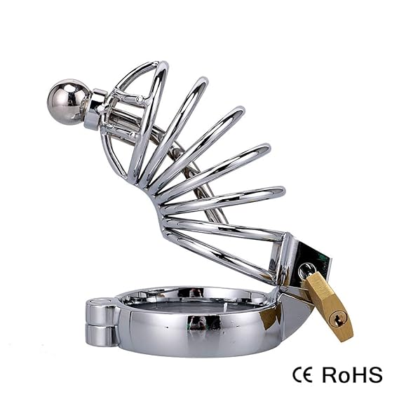 Keuschheitskäfig Penis-Käfig Ring Penisschloss mit Harnröhren-Dilator Männer Cockgage Chastity Device Male Edelstahl Keuschheitsgürtel Metal Schwanzkäfig