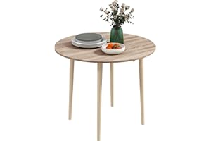 HOMCOM Folding Dining Table, Round Drop Leaf Table for Small Spaces, Foldable Table with Wood Legs for Kitchen, Dining Room, 