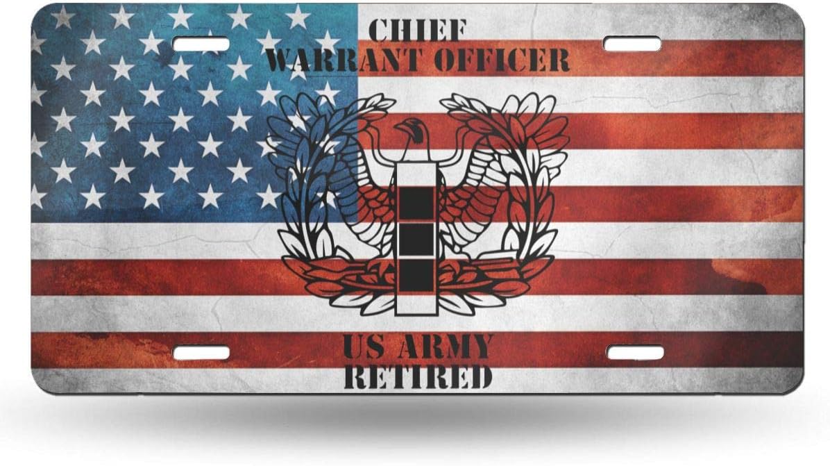 FINSchepai Custom Personalized License Plate US Army Retired Chief Warrant Officer Emblem CW3 6"x 12" Car Tag Aluminum