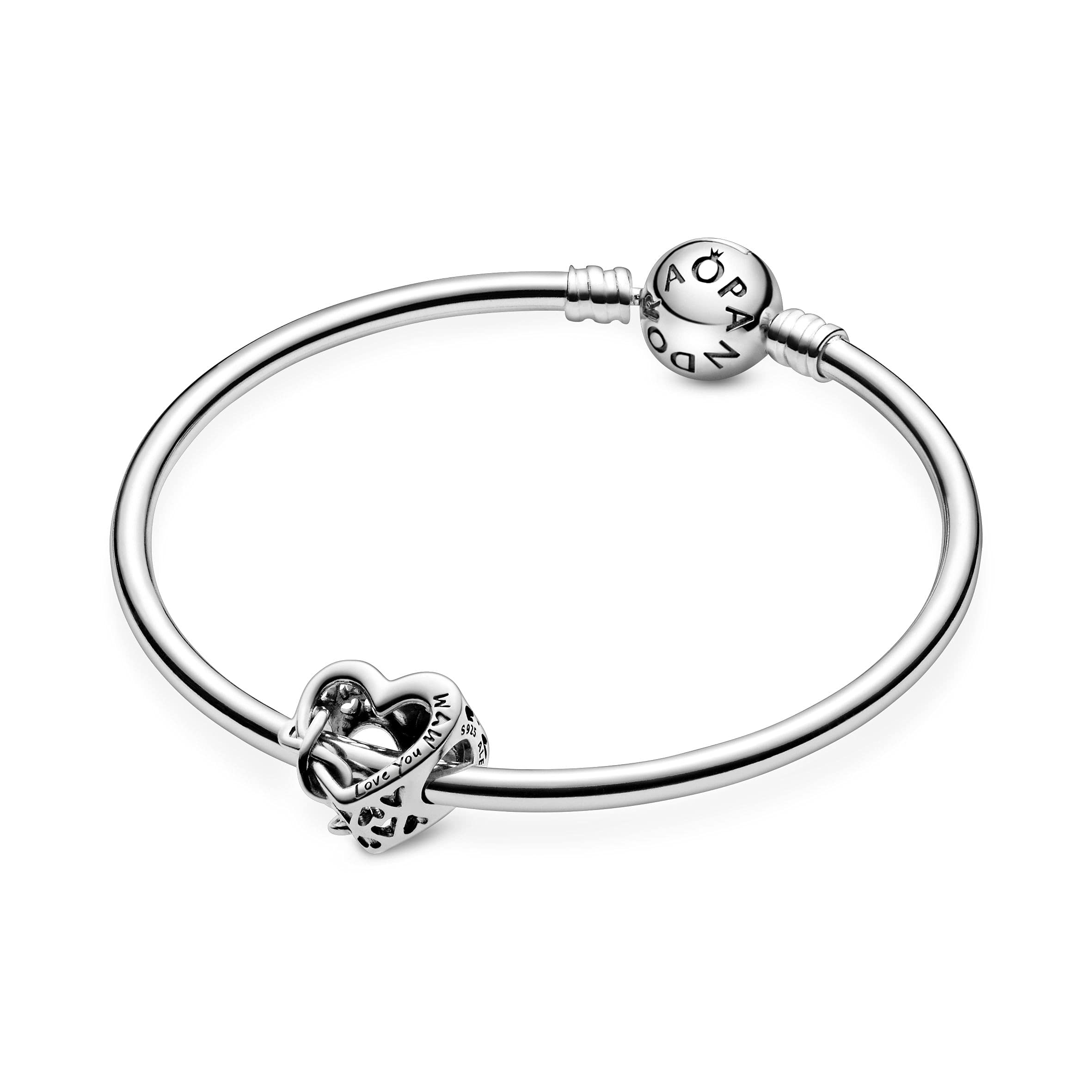 PANDORA „Love You Mum“ Unendlichkeits-Herz Charm Sterling-Silber 9,4 x 11,4 x 12,6 mm (T/H/B)