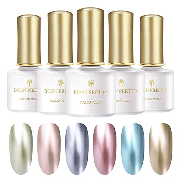 Iridescent Nail Polish Amazon born pretty metallic gel nail polish set natural drying don t need cure