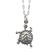 EnCharmed Sterling Silver Box Turtle 3D Charm Necklace, 18"