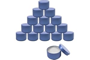 Geesatis 3 oz Empty Candle Tins with Lids (16 Pcs) - Metal Candle Containers Jars for Candle Making, Storage - Airtight, Romance Blue