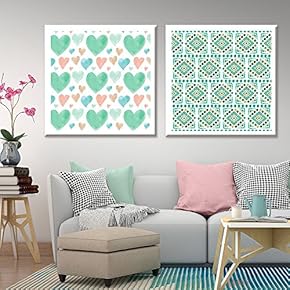2 Panel Square Canvas Wall Art - Abstract Green Patterns - Giclee Print Gallery Wrap Modern Home Art Ready to Hang - 12"x12" x 2 Panels