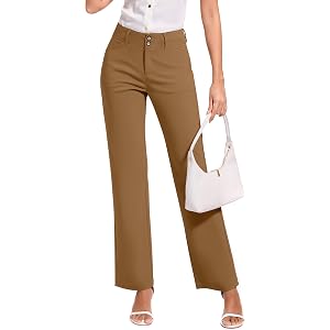 FUNYYZO Work Pants for Women Straight Leg Dress Pants for Business