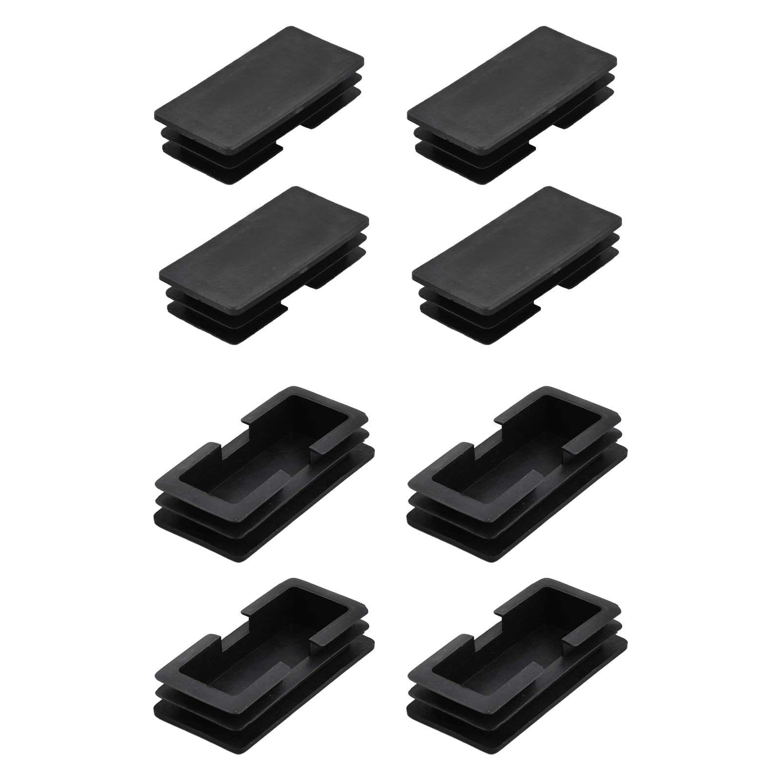 METALLIXITY Rectangle End Caps (100 x 50mm) 8Pcs, Plastic Rectangle Tube Inserts Threaded End Blanking Caps Protector - for Furniture Table Chair Legs, Black