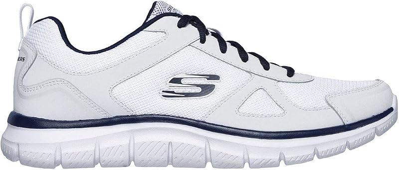 Track Scloric, ténis masculinos, Acabamento Azul-marinho em malha de couro branco Pu, 43 EU