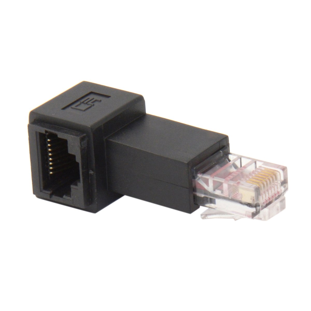 Cablecc Right Angled 90 Degree 8P8C FTP STP UTP Cat 5e Male to Female LAN Ethernet Network Extension Adapter