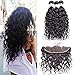 Maxine Hair 8A Brazilian Virgin Hair Bundles with Frontal Water Wave 3 Bundles With 13x4 Lace Frontal Closure Wet And Wavy Virgin Human Hair Weave Natural(10 10 12+10 Frontal)