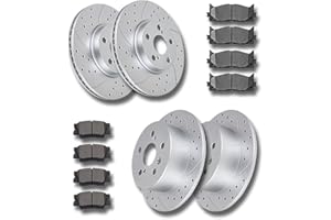 ACINOPARTS Front and Rear Drilled and Slotted Brake Kit Brake Rotors Ceramic Brake Pads for Lexus ES300h ES350 Toyota Avalon Camry