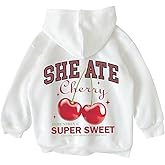 SHENHE Girl's Cherry Graphic Hoodie Long Sleeve Fall Cute Hooded Sweatshirt Pullover Preppy Top