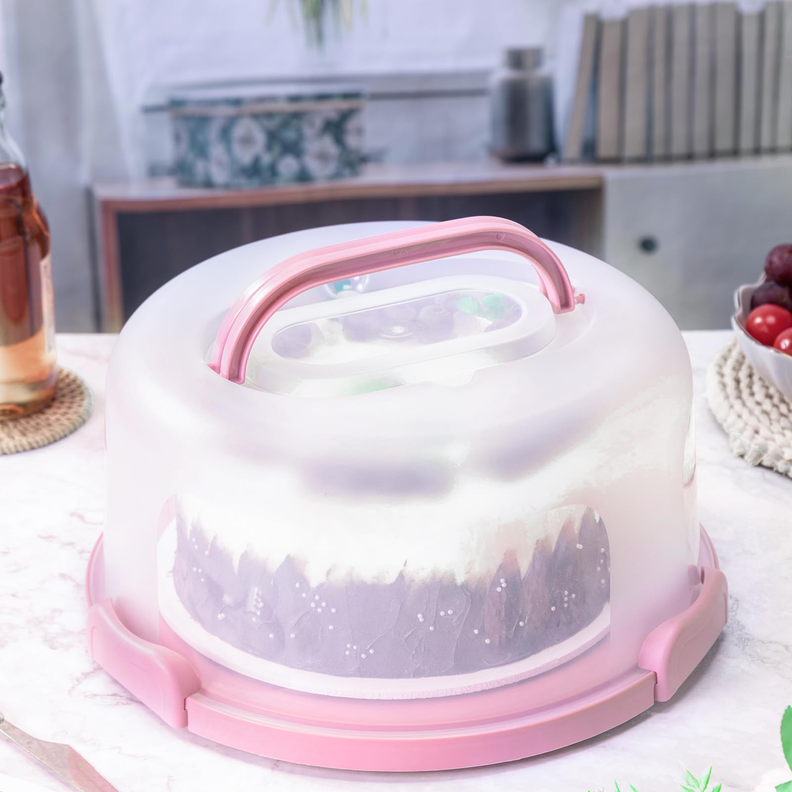 SETLUX 10in Plastic Cake Carrier with Handle, Round