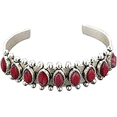 Caiyao Vintage Colorful Natural Stone Turquoise Engraved Open Cuff Adjustable Wrap Bangle Bohemian Gemstone Bracelet Western National Style Jewelry for Women