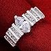 BOHG Jewelry Womens 925 Sterling Silver Plated Wide Cubic Zirconia CZ Bridal Ring Engagement Wedding Band