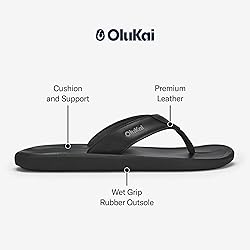 OLUKAI Pili Men's Leather Sandals, Sleek