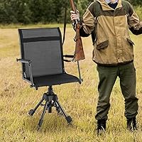 GYMAX Swivel Hunting Chair, 360 Degree Folding Hunting Blind Chair with Adjustable Height, Arm Rest, Telescopic Legs & Duck F