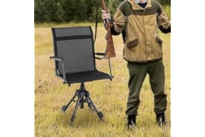 GYMAX Swivel Hunting Chair, 360 Degree Folding Hunting Blind Chair with Adjustable Height, Arm Rest, Telescopic Legs & Duck F