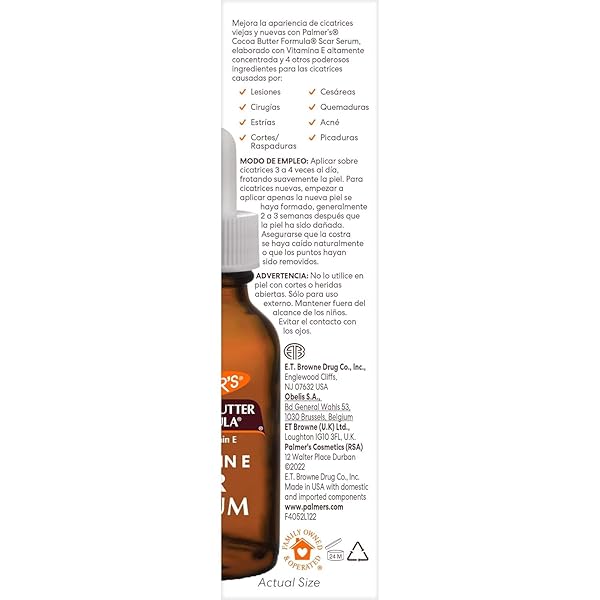 PALMER’S COCOA BUTTER FORMULA SCAR SERUM, SKIN BRIGHTENING OIL FOR FACE & BODY, CONCENTRATED SERUM WITH VITAMIN E, FRAGRANCE FREE, 1 FL OZ