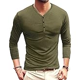 MLANM Mens Casual Slim Fit Basic Henley Short/Long Sleeve Fashion Cotton T-Shirt