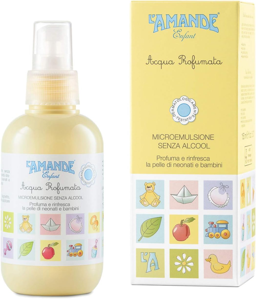 L'AMANDE - Scented Water Children and Babies Spray, Perfumed Body Water with Moisturizing and Calming Action, Alcohol Free with Rice Extract, Refreshing Lotion for Sensitive Skin - Enfant, 150ml