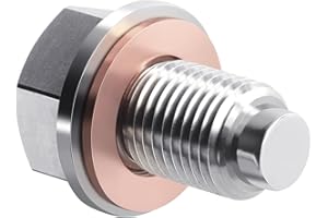 DEEFILL M14x1.5 Stainless Steel Magnetic Oil Drain Plug with Copper Gasket Crush Washer Anti Leakage Seal Automotive Replacement Engine Oil Drain Plugs Replacement for Honda Acura Ford GM Mazda Hyundai Kia