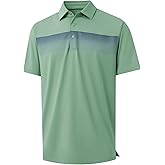 M MAELREG Mens Golf Shirts Short Sleeve Chest Print Stripe Moisture Wicking Dry Fit Casual Collared Mens Polo Shirts