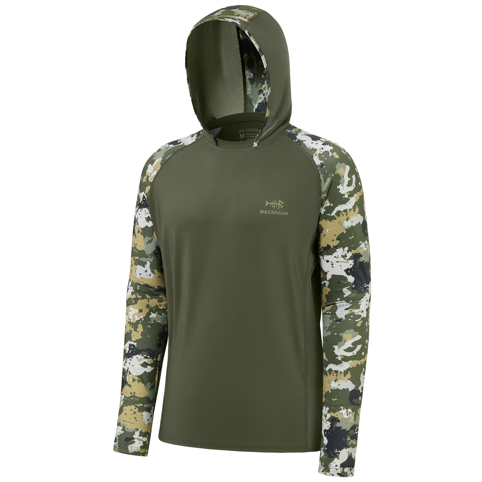 Photo 1 of (4xl) (bagged) BASSDASH Men’s UPF 50 Performance Fishing Shirt Cooling Hoodie Camo Long Sleeve FS17M,L