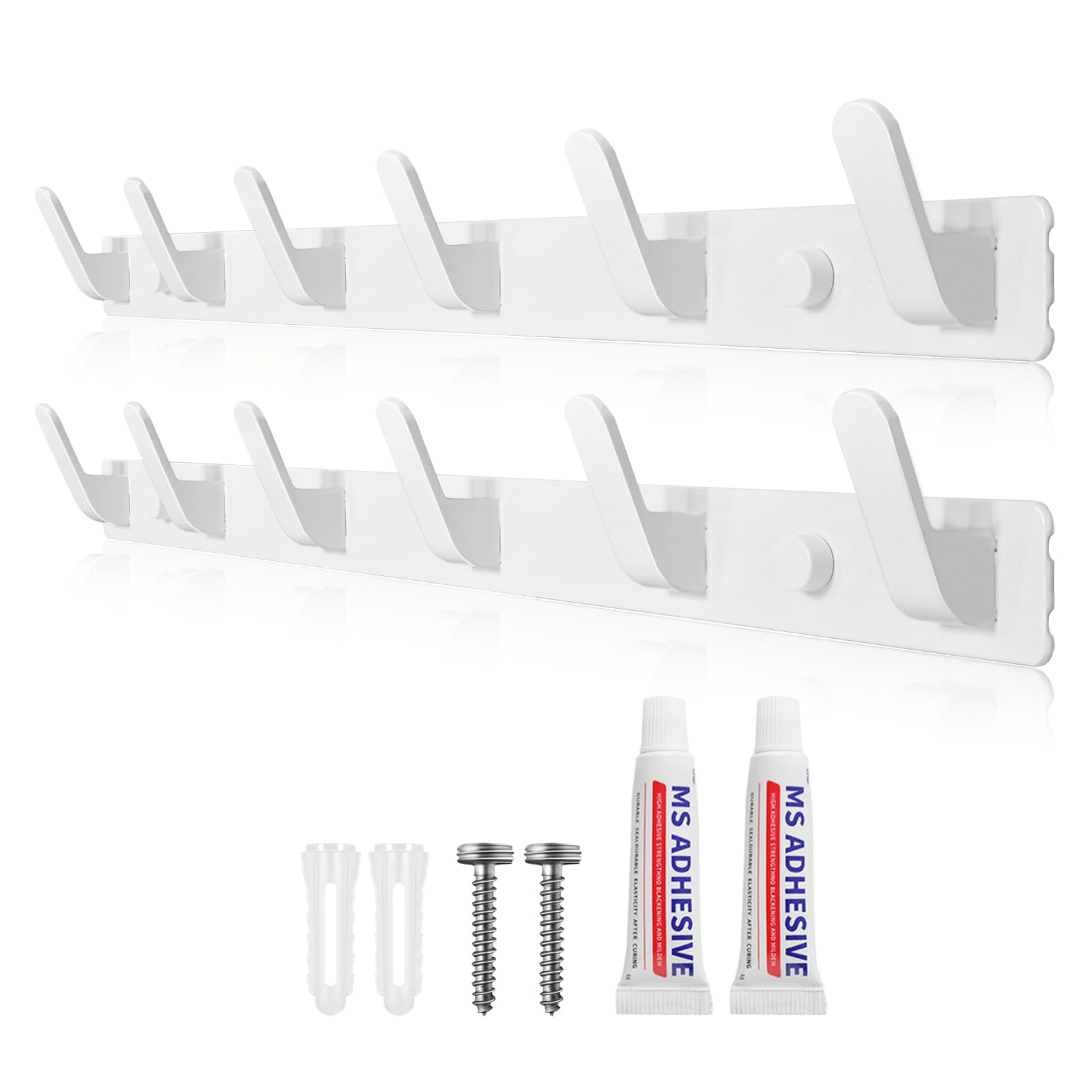 Sevenpers Coat Hangers Wall Mounted, Wall Coat Racks (2 Pack), Heavy Duty Coat Hooks Hanger with 6 Hooks, Clothes Hooks and Wall Hooks for Hanging Coats, Towels, Bags