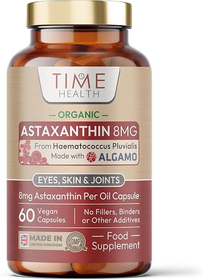Time Health Organic Astaxanthin Oil 8mg 60 Capsules Algamo Haematococcus