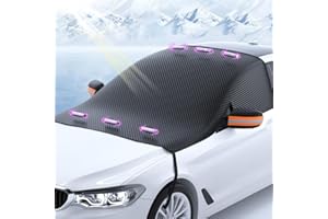 GreceYou Car Windshield Cover for Any Weather, Magnetic Car Windshield Car Windshield Sunshades & Snow Cover with Side Mirror Protector & Reflective Strips, Sun/Dust/Rain/Snow/Hail Protector Car Cover