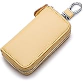 Genuine Leather Key Holder Bag with 2 Card Slot & 6 Hooks & 1 Access Card,Key Case Car Key Holder Wallet for Men Women