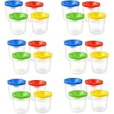 24 Pcs No Spill Paint Cups with Lids for Kids Reusable Spill Proof Paint Cups for Classroom art Supplies and Crafts, (4 Colors)