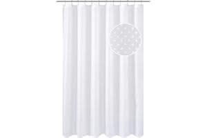 N&Y HOME Hotel Fabric Shower Curtain or Liner, Cloth Textured White Shower Curtain with Bottom Magnets, Machine Washable, 72 x 72 inches for Bathroom
