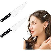 【MARITHE】 REGULAR LOGO MINI HAIR CLIP 2PACK ‐ivory Amazon.com: 2 PACK Mini Knife Hair Clip Women's Fashion Punk