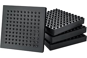 BXI Machine Anti Vibration Mats Heavy Duty - 6 x 6 x 0.8 Inches 4 Pcs Non Slip Noise Reduction Anti Vibration Mats, Thick Steel Embedded Rubber Pad for Air Compressor, Swamp Cooler, Generator, HVAC