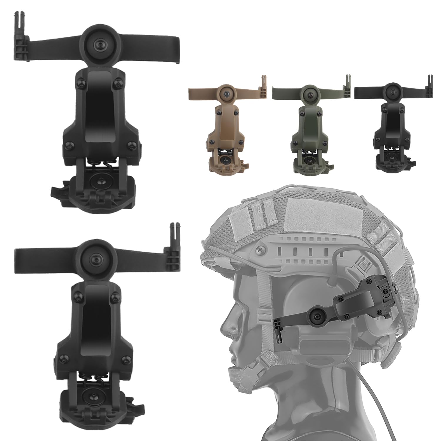 Fast Helmet ARC Rail Adapter COMTAC3 Tactical Pickup Headset Suspension Headphones Bracket Multi-Angle Rotation for OPS CoreARC & Team Wendy Rail, Hunting Earmuffs Support (Black)