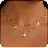 Sonateomber Gold Necklace Stack Layered Set for Women, Dainty Sparkly CZ Rhinestone Pendant Chain Choker Adjustable Necklaces Prom Wedding Accessories Fashion Jewelry Gift