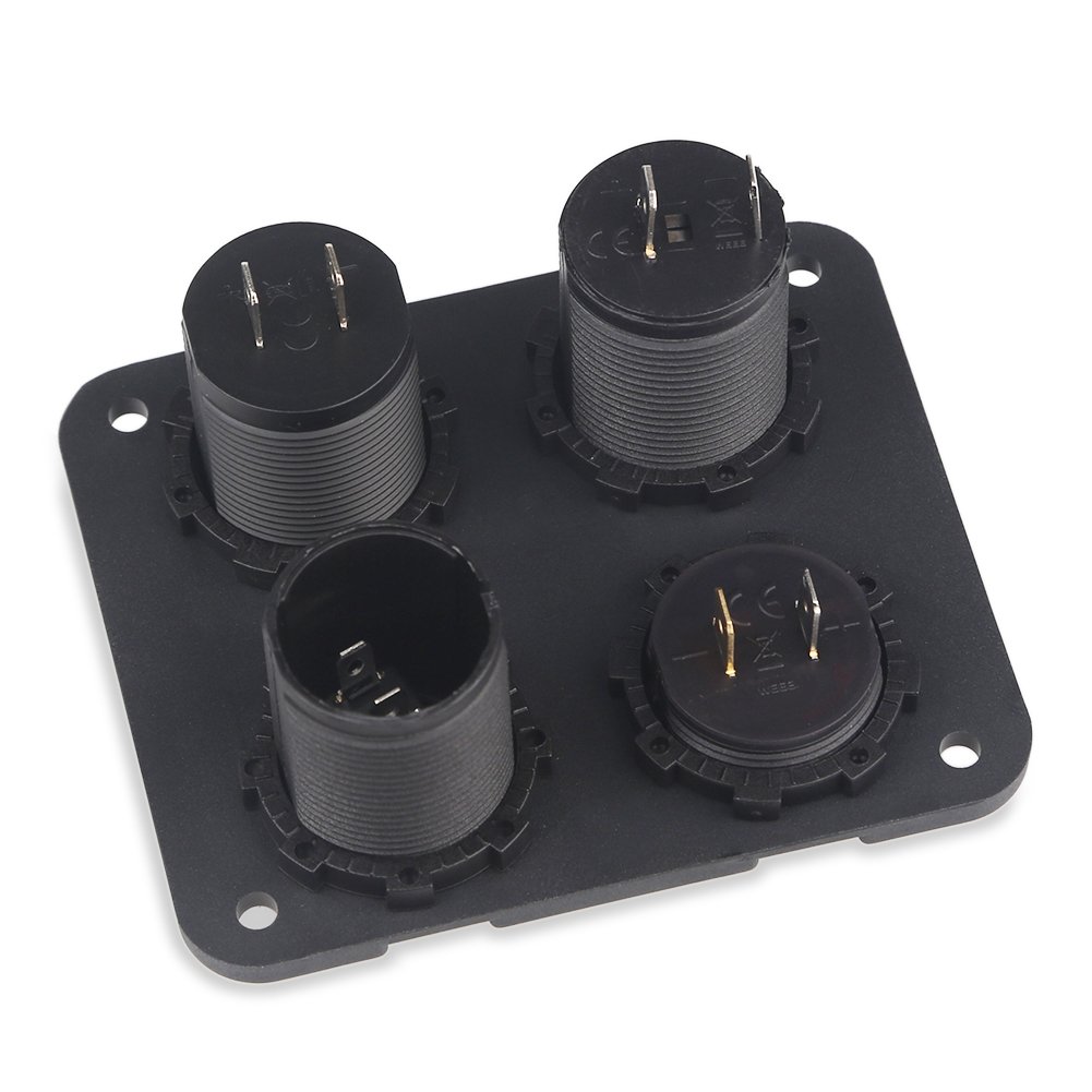 WATERWICH 2 3 4 Hole Marine Illuminated Toggle Rocker Switch Panel Waterproof Ignition Rocker Switch 12V-24V Volt Meter for RV Car Boat Trailer Vehicles Truck Yacht SUV (Two Hole Green)