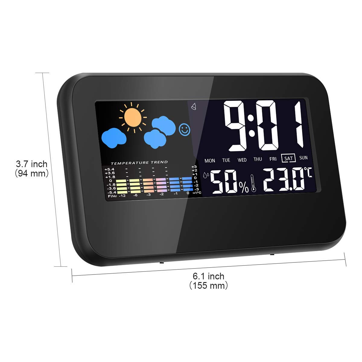Temperature Monitor, GLISTENY Thermometer Hygrometer Gauge with Digital Clock and Alarm Clock, Calendar, Voice Control Backlight, LCD Screen Indoor Temperature and Humidity Monitor