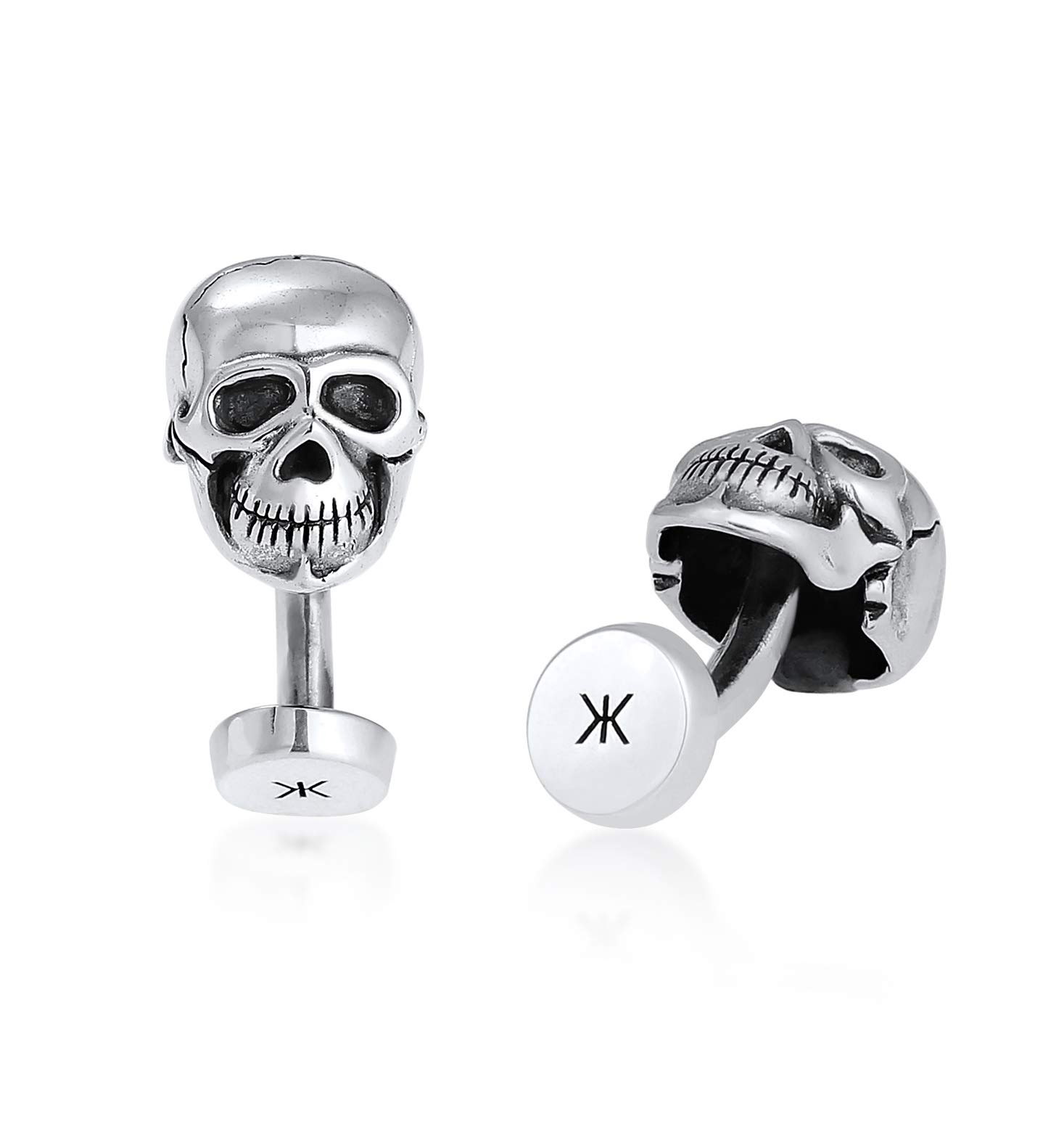 Kuzzoi Cufflinks for men with skull, 925 sterling silver oxidised, cufflinks for the shirt, men's gift for wedding and birthday, 1002561020, Sterling Silver