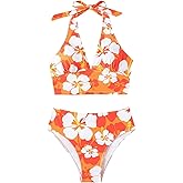 Floerns Women's Two Piece Tankini Swimsuit Floral Halter Top Beach Bathing Suit