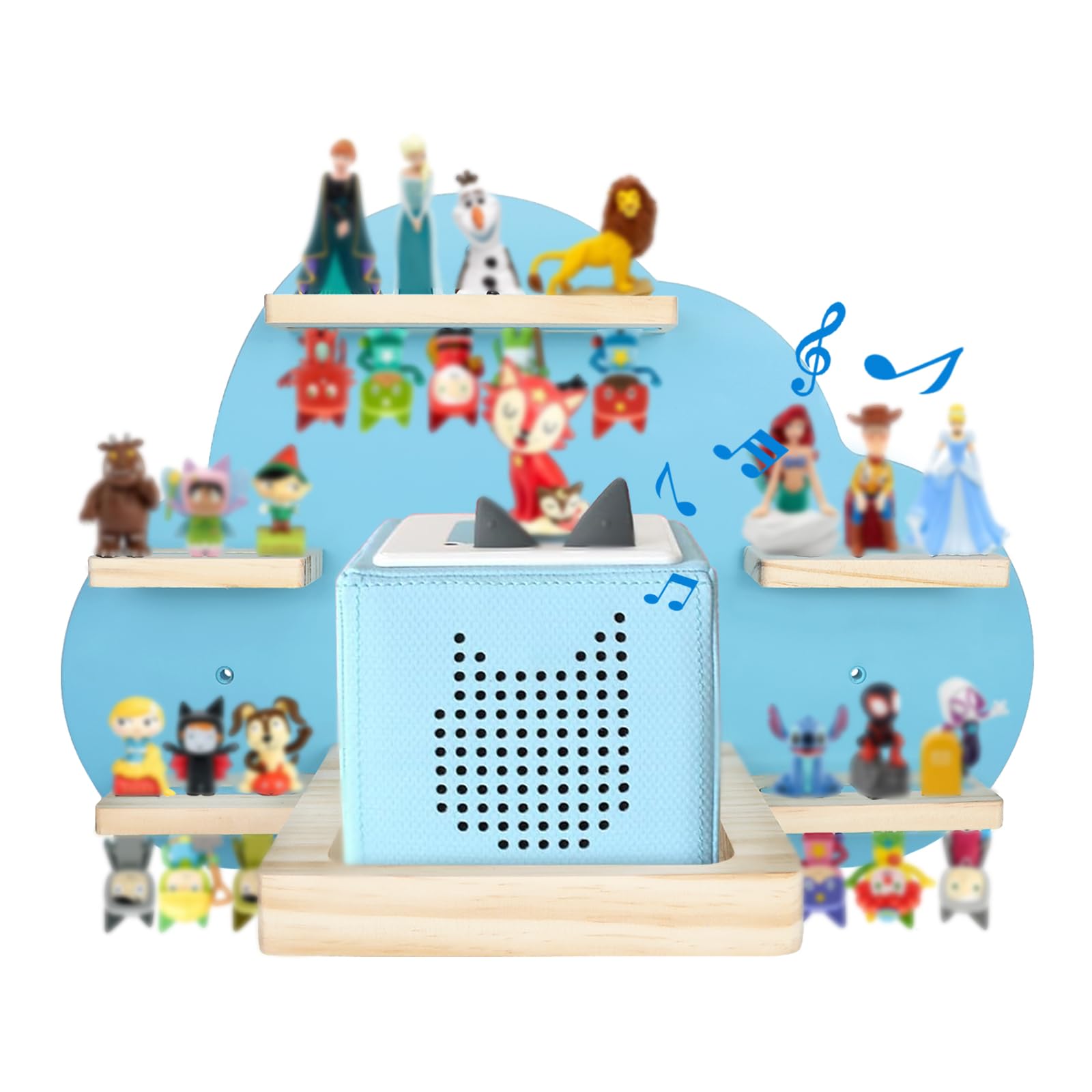 Photo 1 of SINTENILL for Tonies Magnetic Floating Shelf, for Toniebox Figures Storage Display Shelf, Cloud-Shaped Wooden Kids Room Decor Easy Install Wall-Mounted Nursery Organizer, Blue