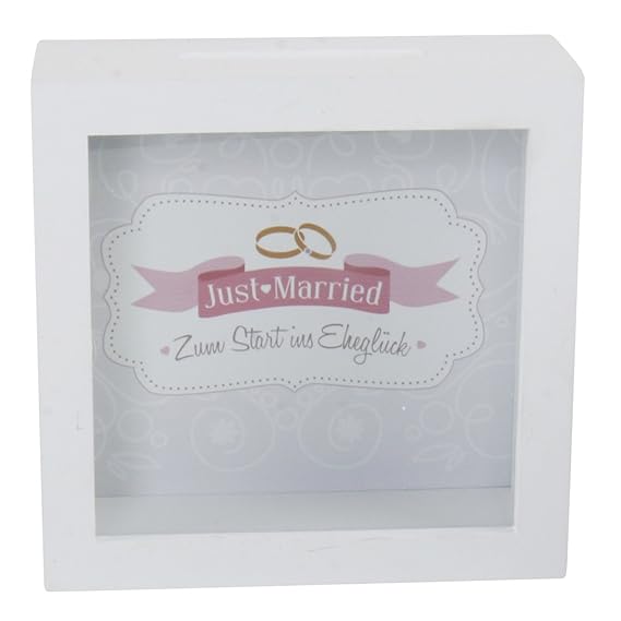 Spardose Holz Bilderrahmen 'Just married'