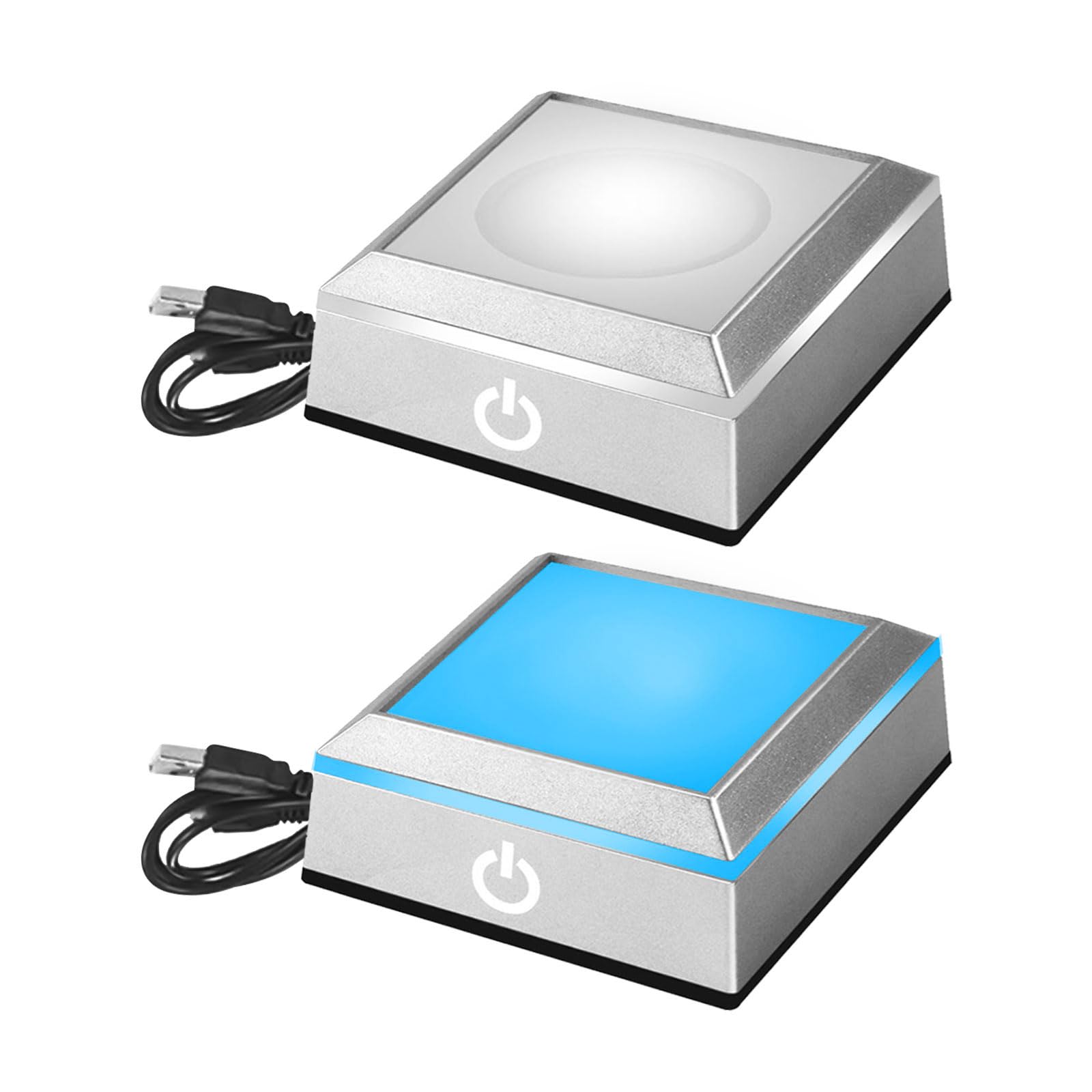 Photo 1 of 6 Colors LED Light Base Lighted Display Stand for Crystal 3d Photo Glass Art, Square Round Led Display Base Colorful Light Plastic Led Light Base with Touch Switch (Square)